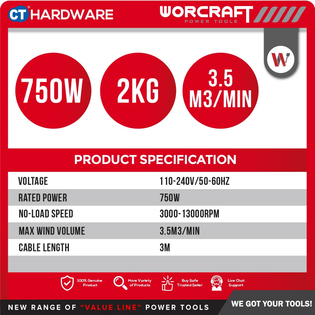 WORCRAFT EB750 CORDED BLOWER 750W