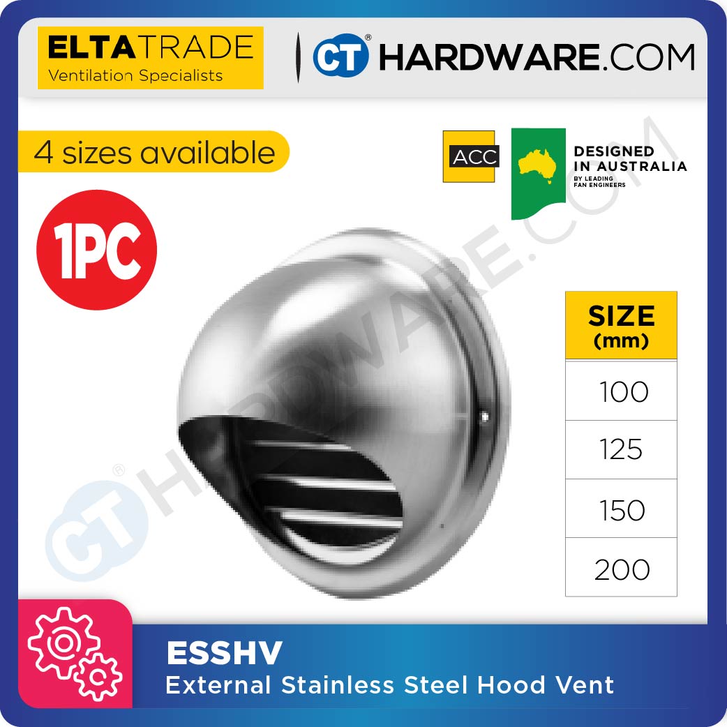 ELTA TRADE ESSHV (4", 5", 6", 8") EXTERNAL ACCESSORIES STAINLESS STEEL HOOD VENT