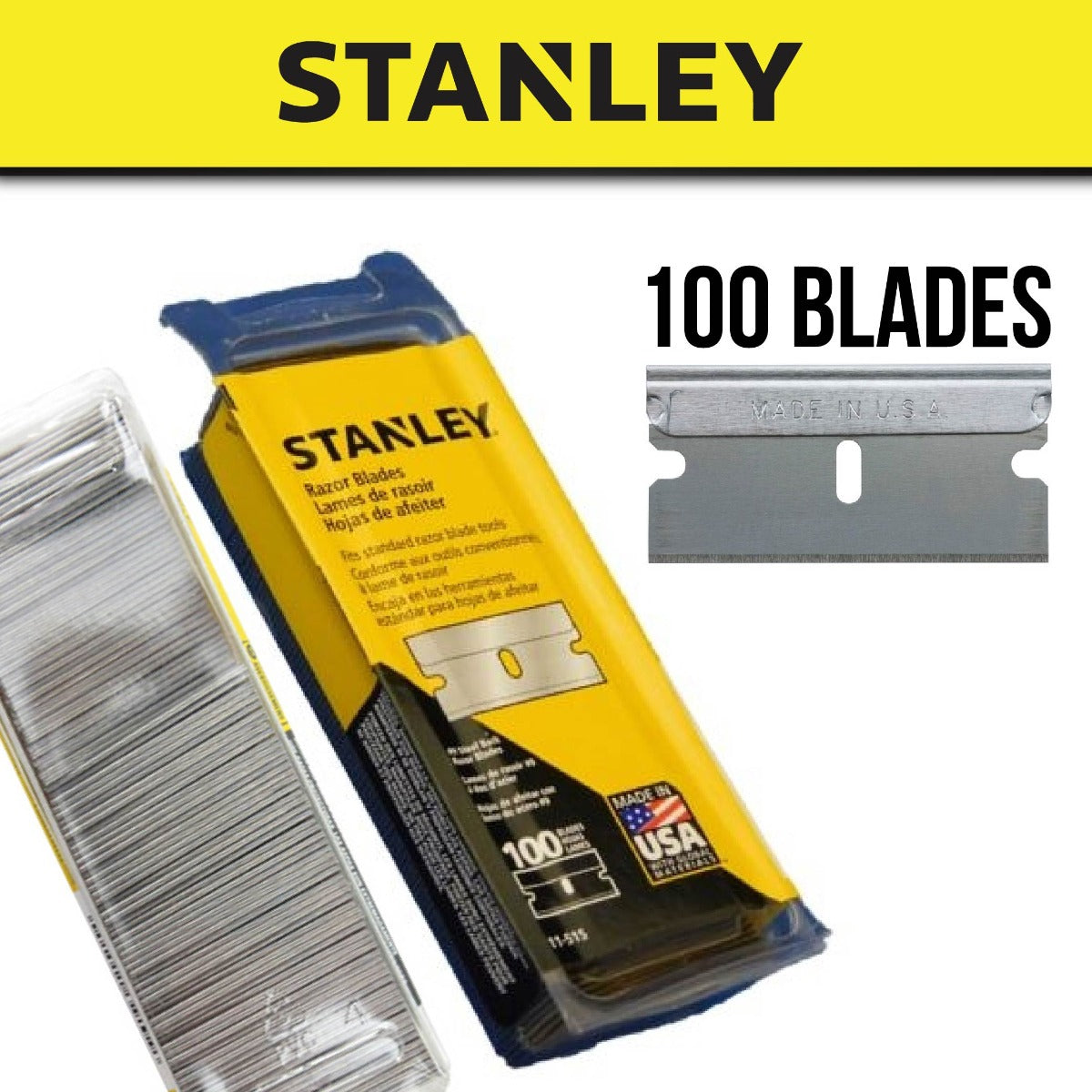 Stanley 11-515 Single Edge Razor Blade 38mm / 1-1/2" (100 pcs)