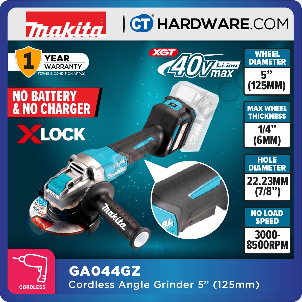 Makita GA044GM201/ GD201/ GZ XGT 40Vmax Cordless Brushless Angle Grinder 5" 125mm (Body Only | 2-Battery)