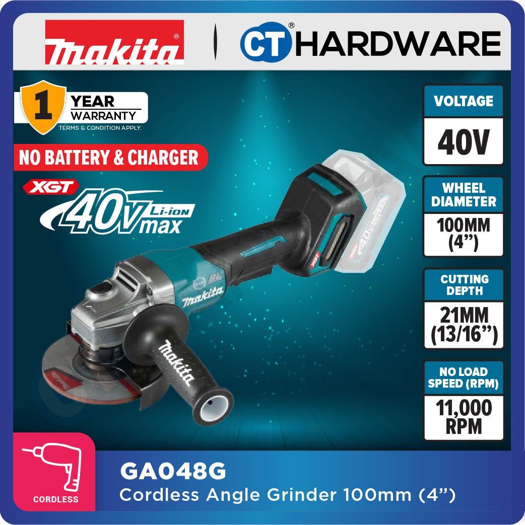Makita GA048GZ XGT 40Vmax Cordless Brushless Angle Grinder 4" 100mm (Body Only)