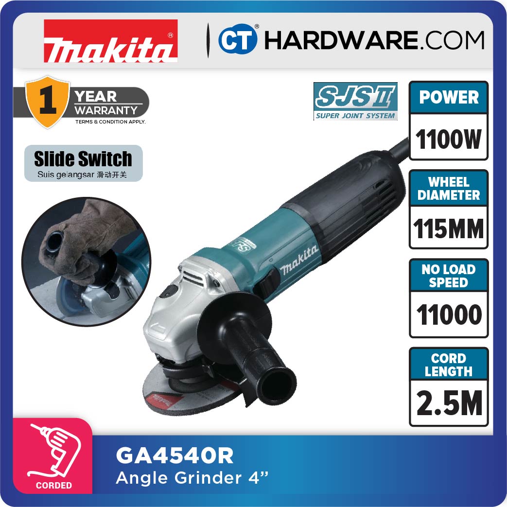 Makita GA4540R Angle Grinder 115mm (4½") 1100W