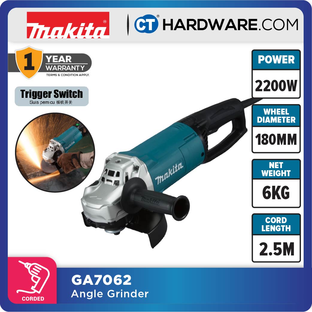 Makita GA7062 Angle Grinder 7" 180mm 2200W (Trigger Switch)