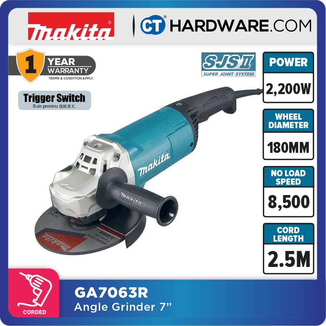 Makita GA7063R Angle Grinder 7" 180mm 2200W (Trigger Switch)