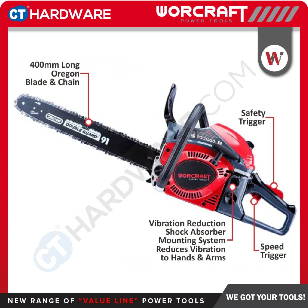 Worcraft GCS46-18 Petrol Chain Saw 46cc 18" 2000W