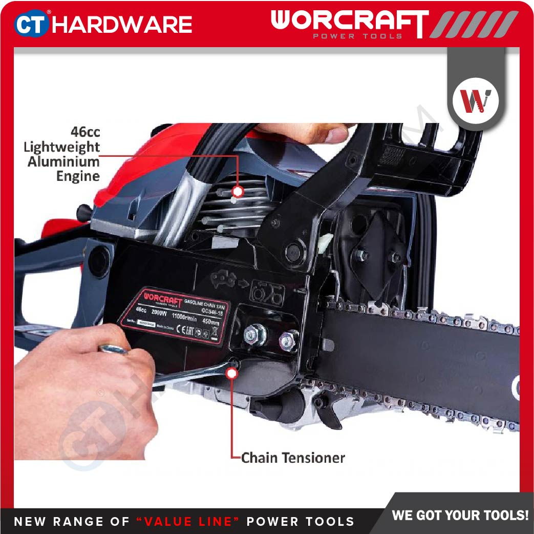 Worcraft GCS46-18 Petrol Chain Saw 46cc 18" 2000W