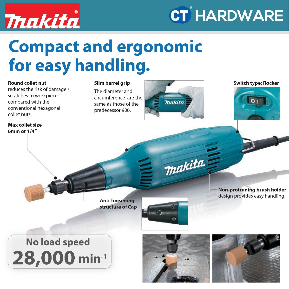 Makita GD0603 Die Grinder 6mm 240W
