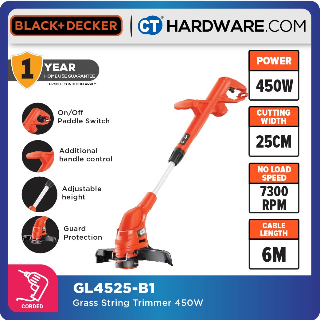 BLACK+DECKER GL4525 String Trimmer / Grass Trimmer 450W 25cm