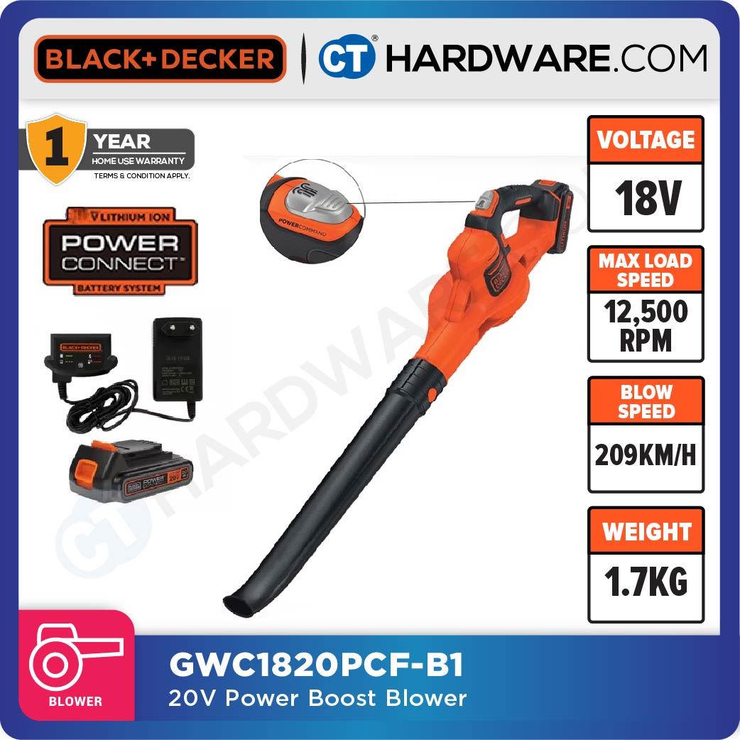 BLACK+DECKER GWC1820PCF Power Boost Blower 18V 2.0AH Li-Ion