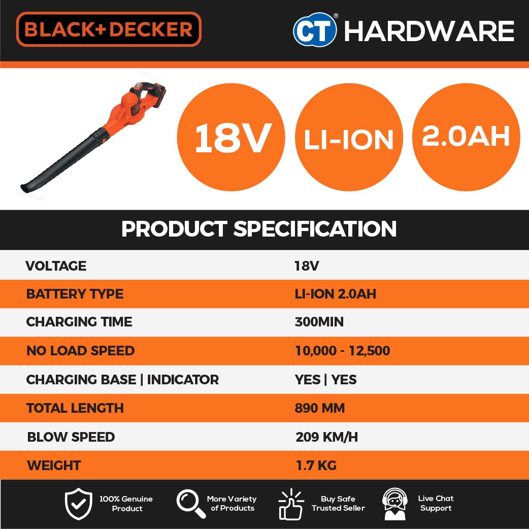 BLACK+DECKER GWC1820PCF Power Boost Blower 18V 2.0AH Li-Ion