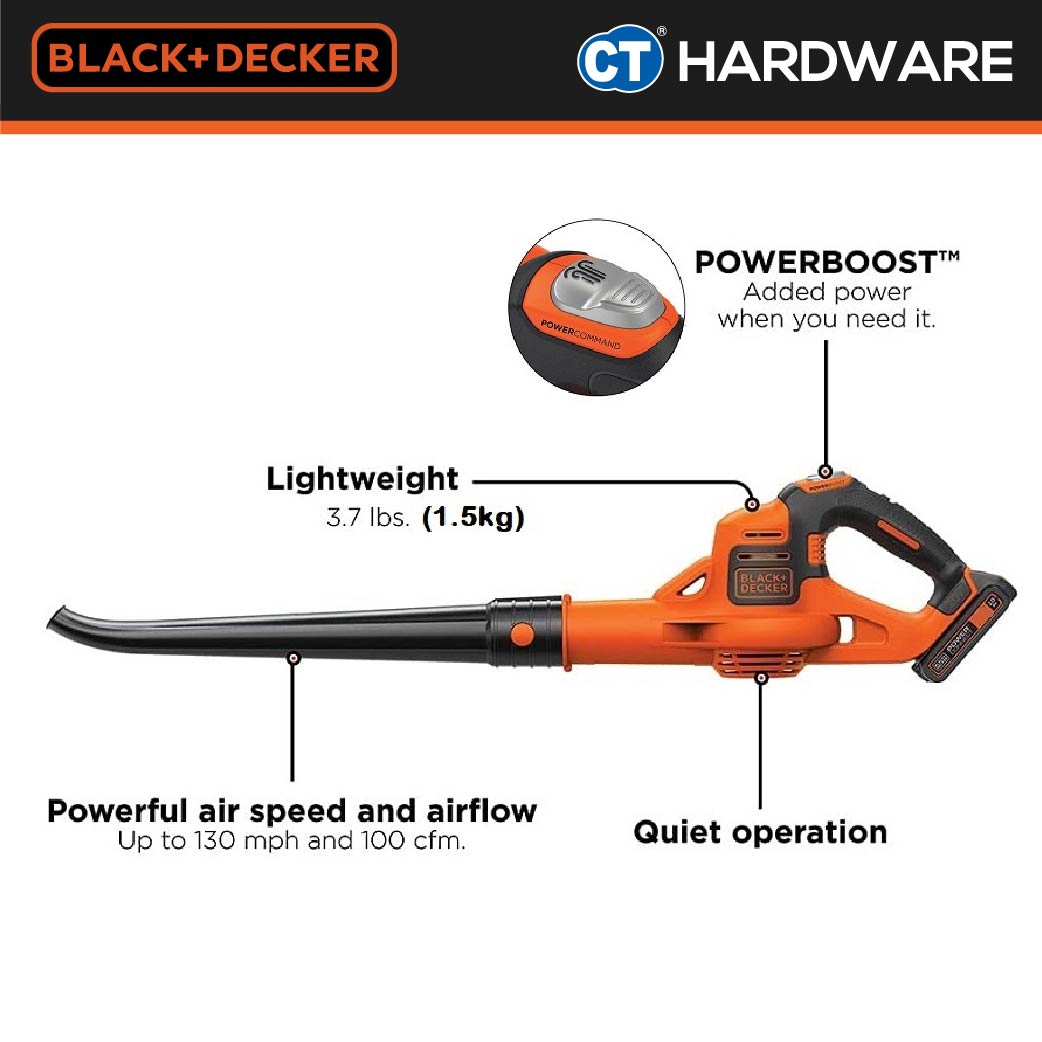 BLACK+DECKER GWC1820PCF Power Boost Blower 18V 2.0AH Li-Ion
