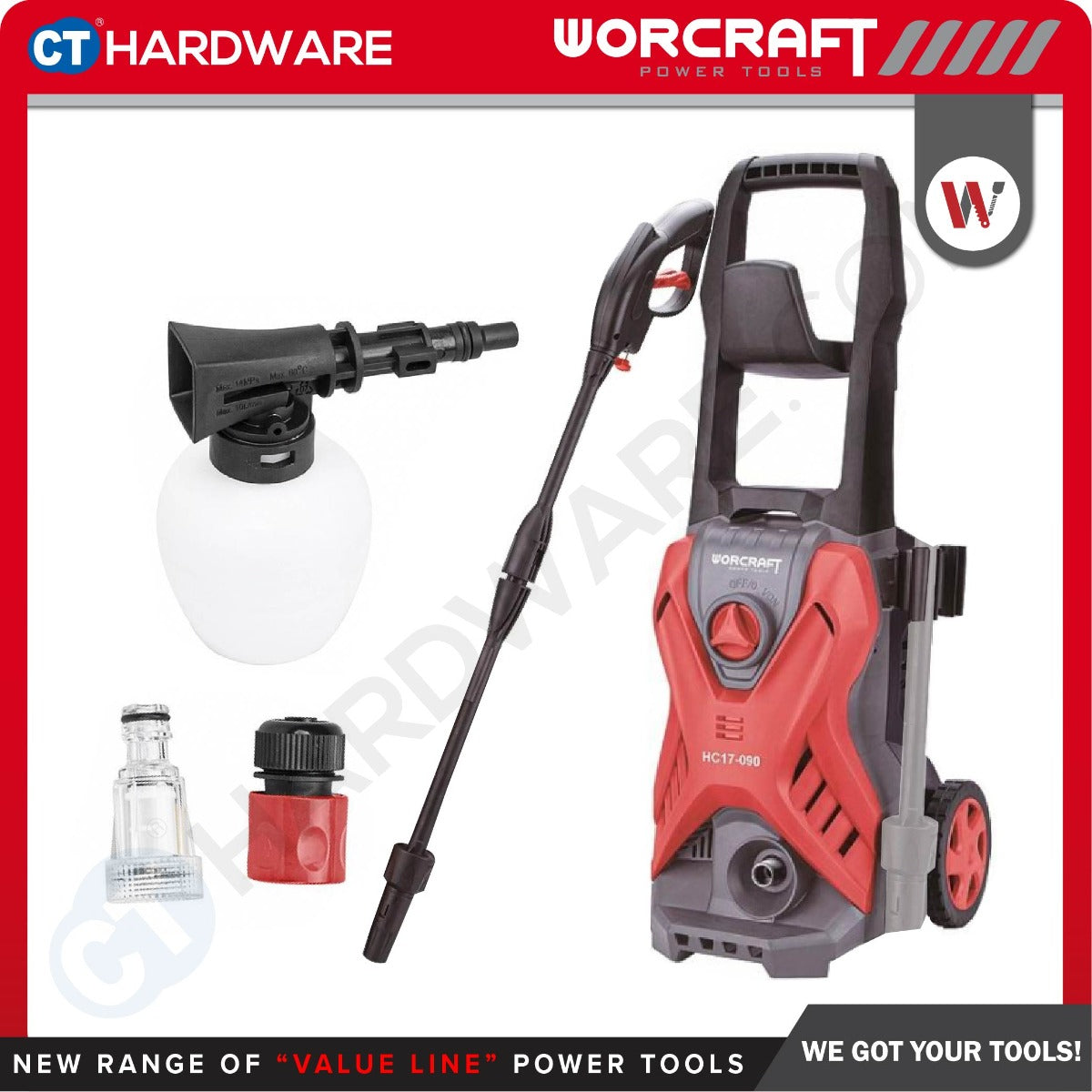 Worcraft HC17-090 High Pressure Cleaner 1700W 90 Bar 5.5L/min