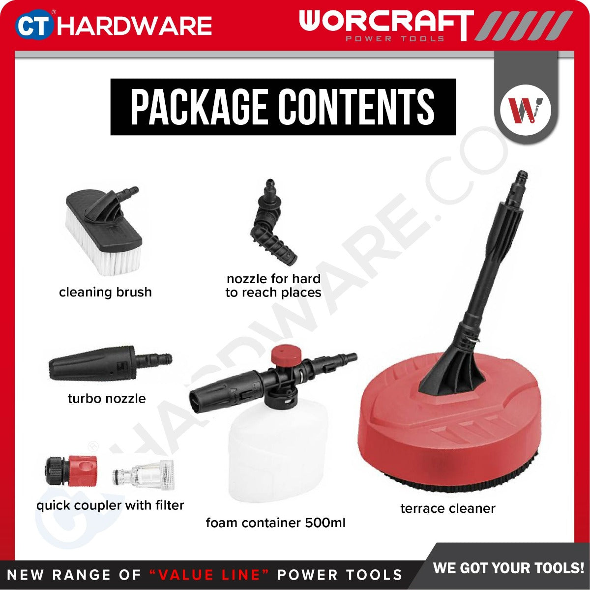 Worcraft HC21-110H High Pressure Cleaner 2100W 110 Bar 6.5L/min
