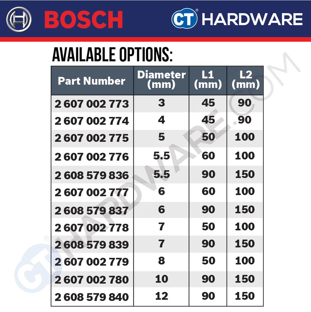 BOSCH HEX-9 MULTI CONSTRUCTION DRILL BIT SIZE 3 MM TO 12 MM - 1PC
