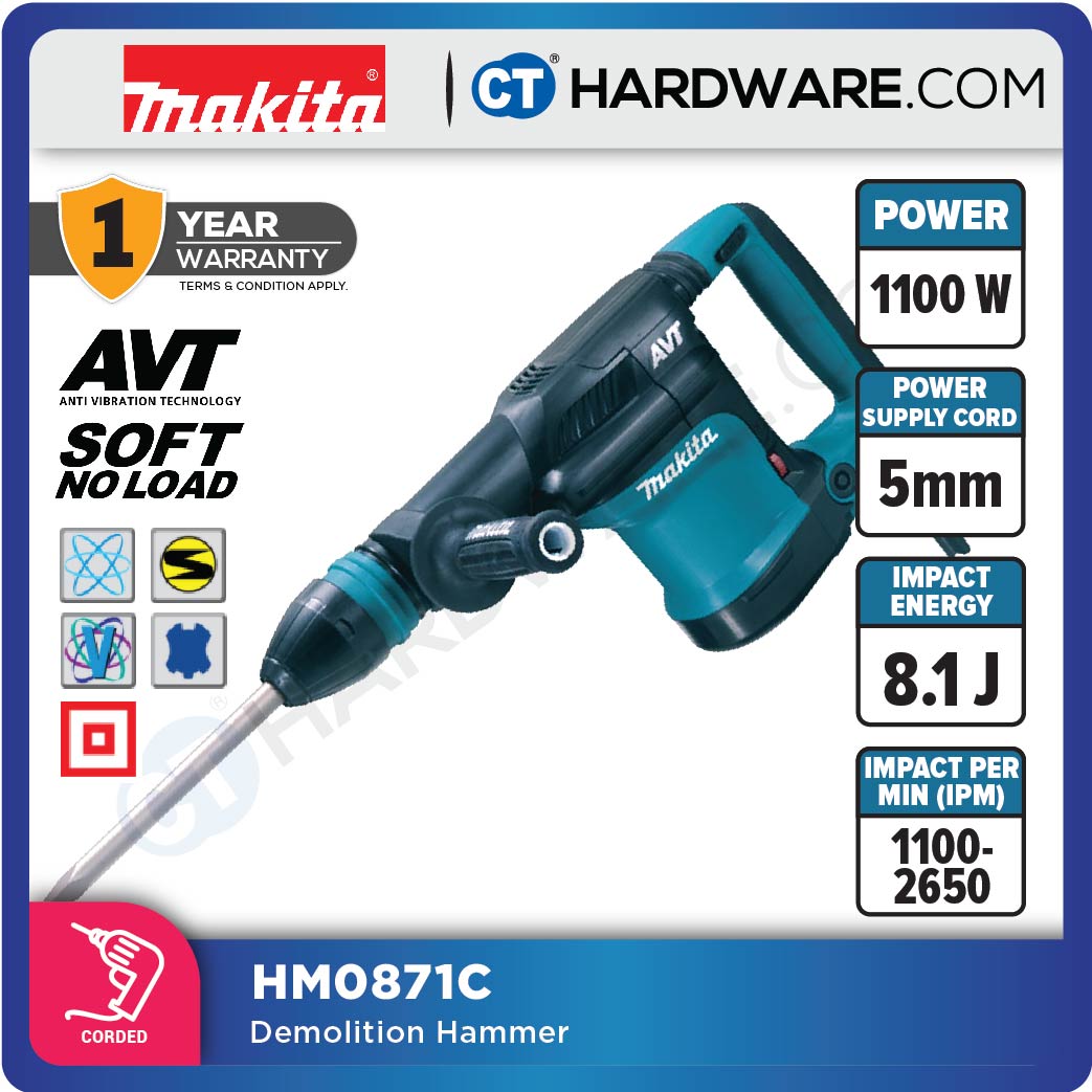 Makita HM0871C SDS Max Demolition Hammer 1100W 11.6J