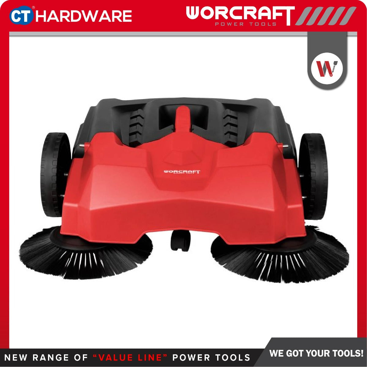 WORCRAFT HPS-650 CORDED HANDLE PUSH SWEEPER 22L | 2000M3/H | SWEEPING WIDTH : 650MM | DISC BRUSH : 260MM