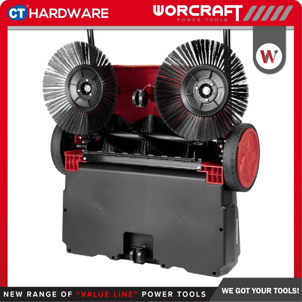 WORCRAFT HPS-650 CORDED HANDLE PUSH SWEEPER 22L | 2000M3/H | SWEEPING WIDTH : 650MM | DISC BRUSH : 260MM