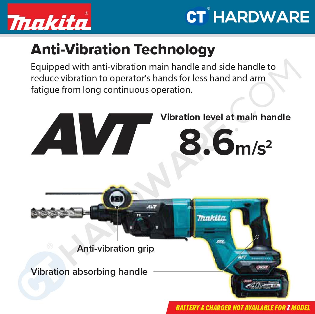 Makita HR007GM201/ GZ XGT 40Vmax Cordless Brushless SDS Plus Combination Hammer 3-Mode 28mm 3J (Body Only | 2-Battery)