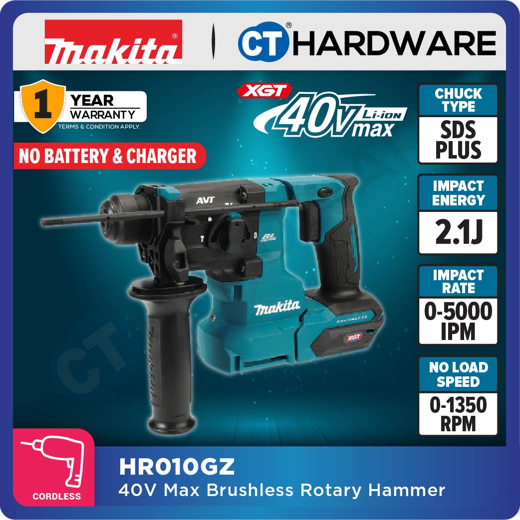 Makita HR010GZ/ GD201 XGT 40Vmax Cordless Brushless SDS Plus Combination Hammer 20mm 2.1J (Body Only | 2-Battery)