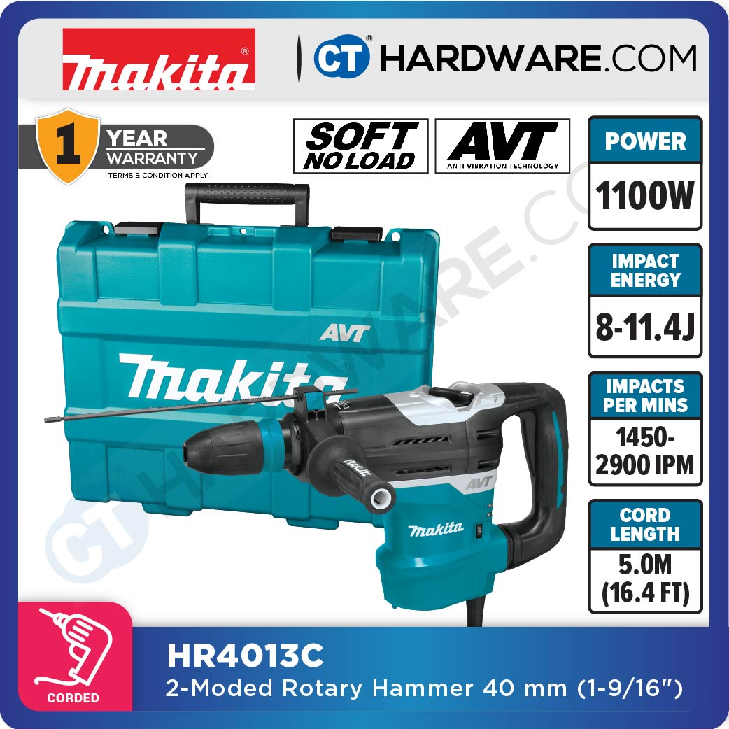 Makita HR4013C SDS Max Rotary Hammer 2-Mode 1100W 40mm 11.4J