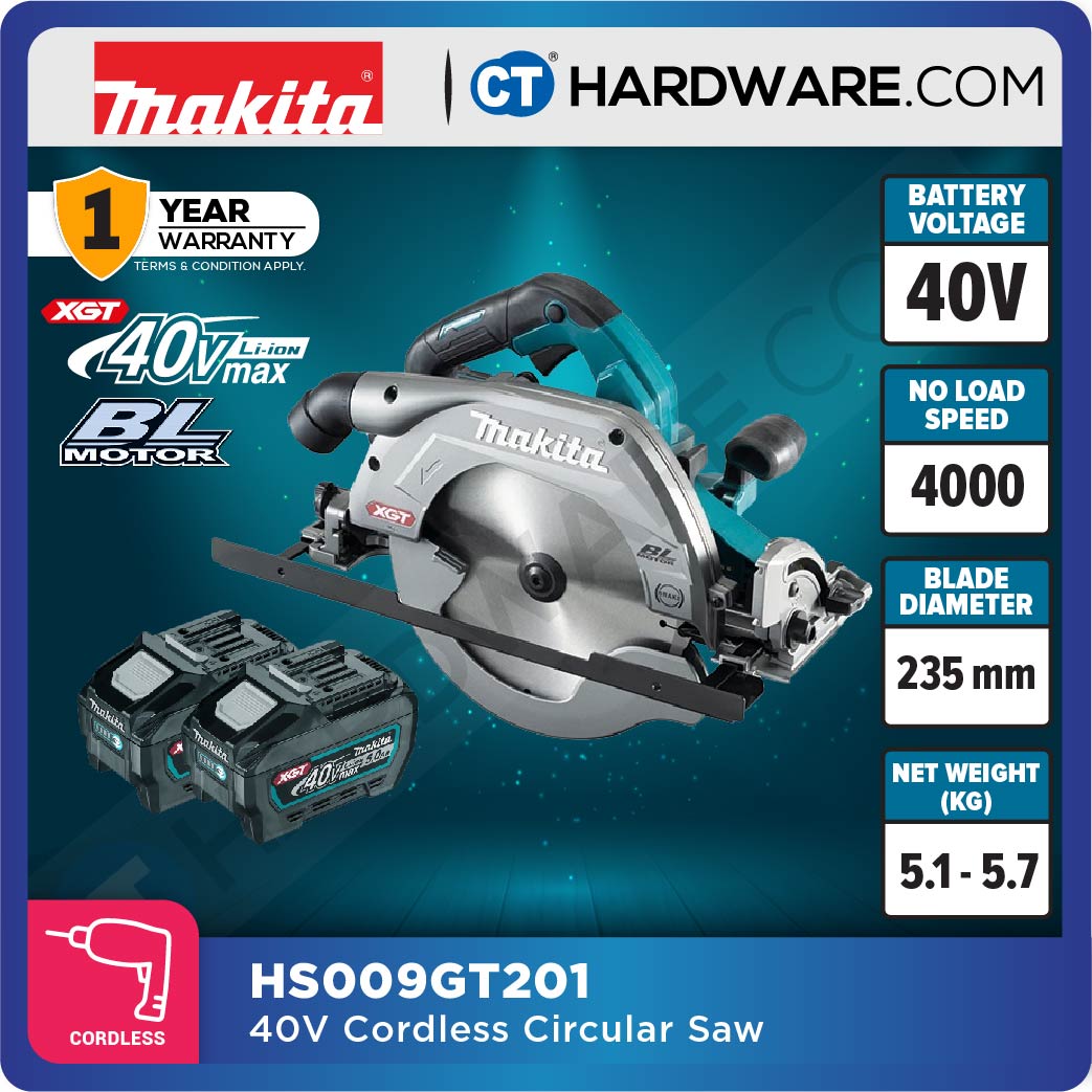 Makita HS009GT201/ GZ XGT 40Vmax Cordless Brushless Circular Saw 235mm (9-1/4") (Body Only | 2-Battery)