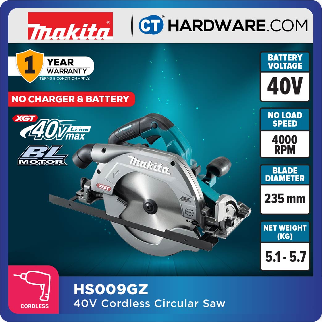 Makita HS009GT201/ GZ XGT 40Vmax Cordless Brushless Circular Saw 235mm (9-1/4") (Body Only | 2-Battery)