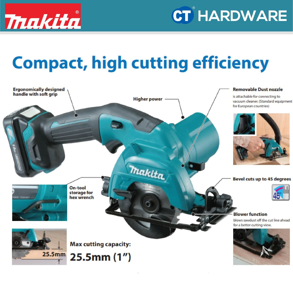 Makita HS301DSME/ DWAE/ DZ CXT 12Vmax Cordless Circular Saw 85mm (3-3/8") (Body Only | 2-Battery)