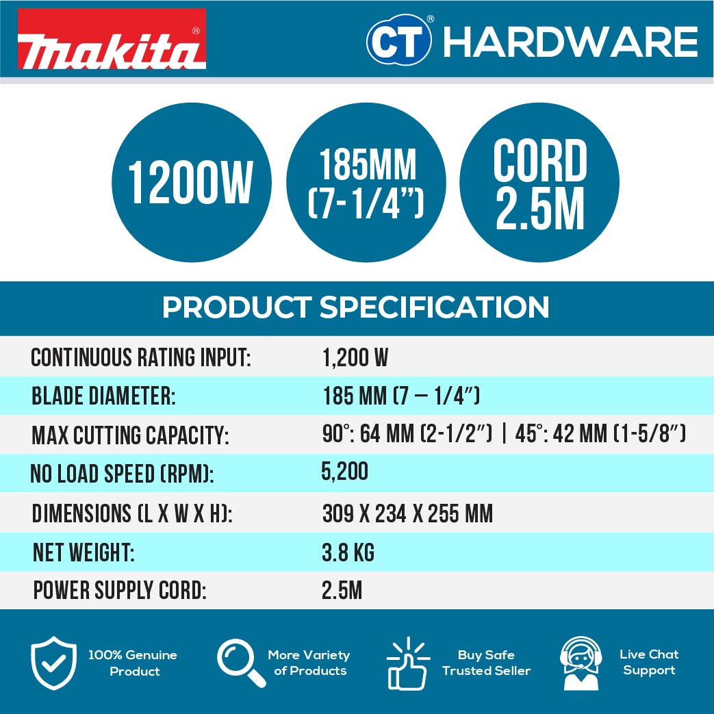 Makita HS7600 Circular Saw 7-1/4" 185mm 1200W