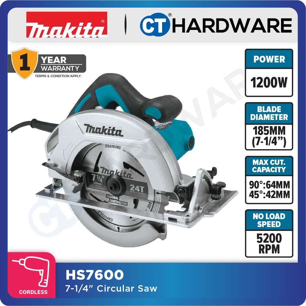 Makita HS7600 Circular Saw 7-1/4" 185mm 1200W