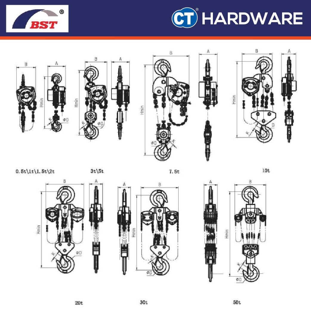 BST HSZ-A619 MANUAL CHAIN BLOCK 1TON | 2TON | 3 TON | 1.5 TON x 5M | HEAVY DUTY | LOAD CHAIN GRADE 80