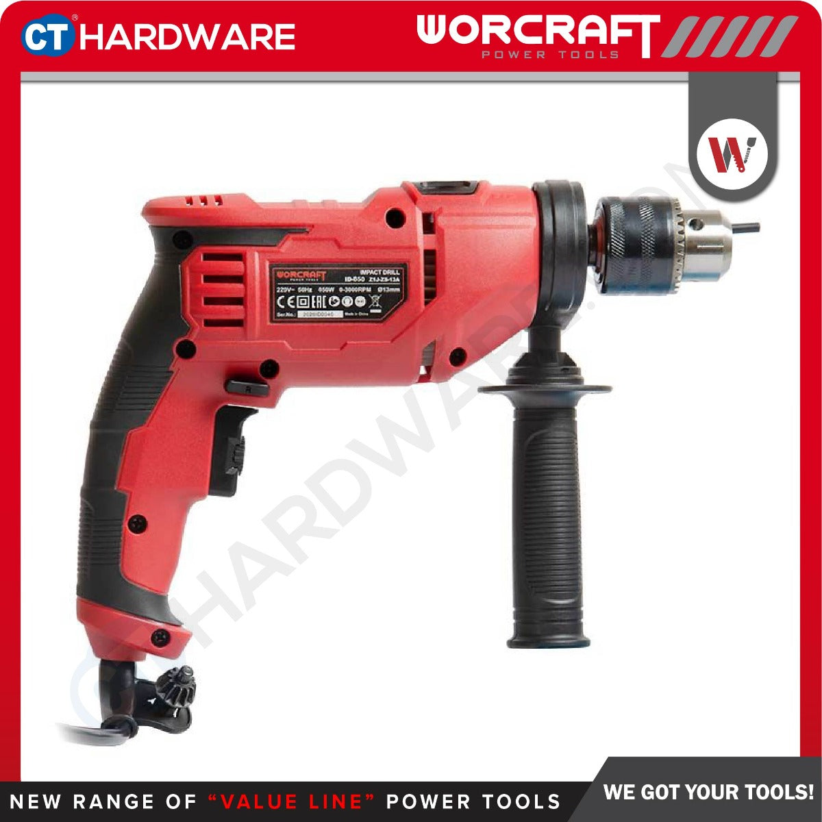 WORCRAFT ID850 CORDED IMPACT DRILL 13MM | 650W | 3000RPM