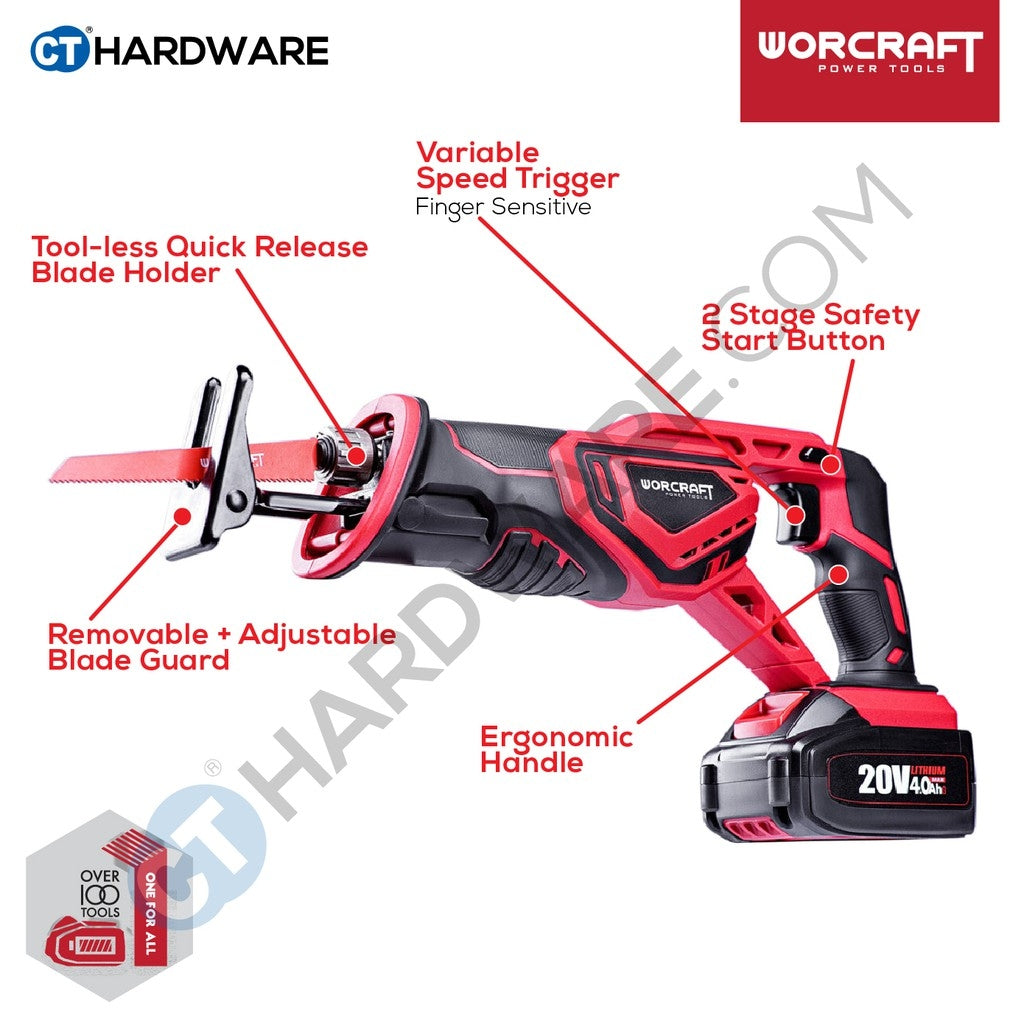 WORCRAFT CSS-S20LI CORDLESS SABRE SAW 20V 3000RPM (CSSS20LI)