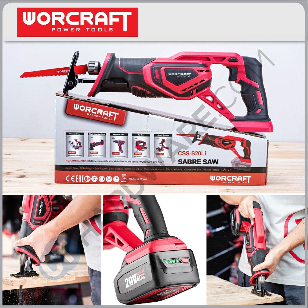 WORCRAFT CSS-S20LI CORDLESS SABRE SAW 20V 3000RPM (CSSS20LI)