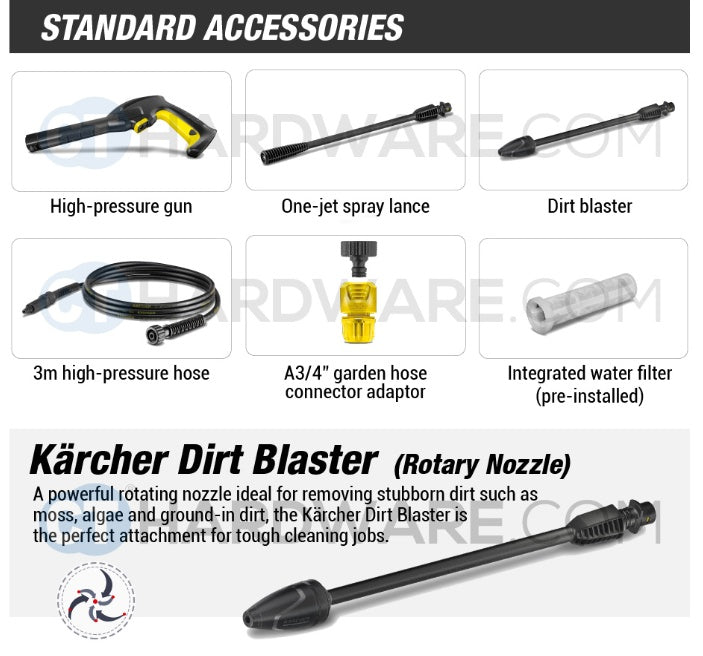 Kärcher WD 1 Classic + K 2.050 2-Tool Combo Set Wet & Dry Vacuum Cleaner and High Pressure Washer