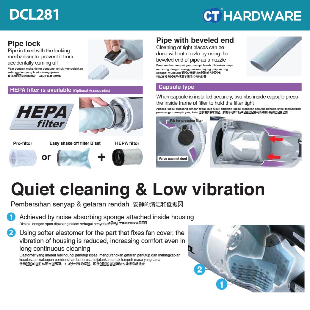 Makita DCL281FZB/ FZW LXT 18V Cordless Brushless Cleaner 750ml 8.2kPa (Body Only)