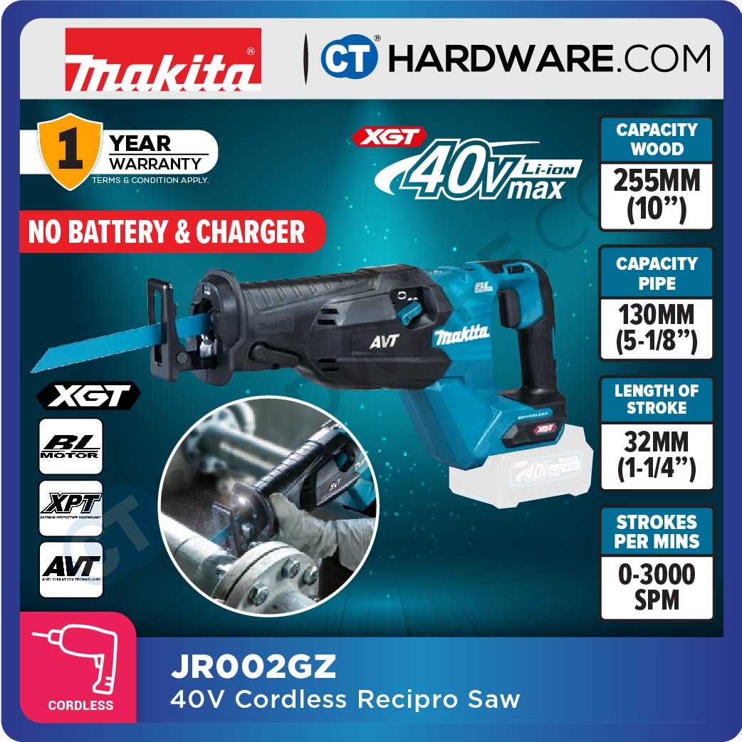 Makita JR002GM201/ GZ XGT 40Vmax Cordless Recipro Saw (Body Only | 2-Battery)