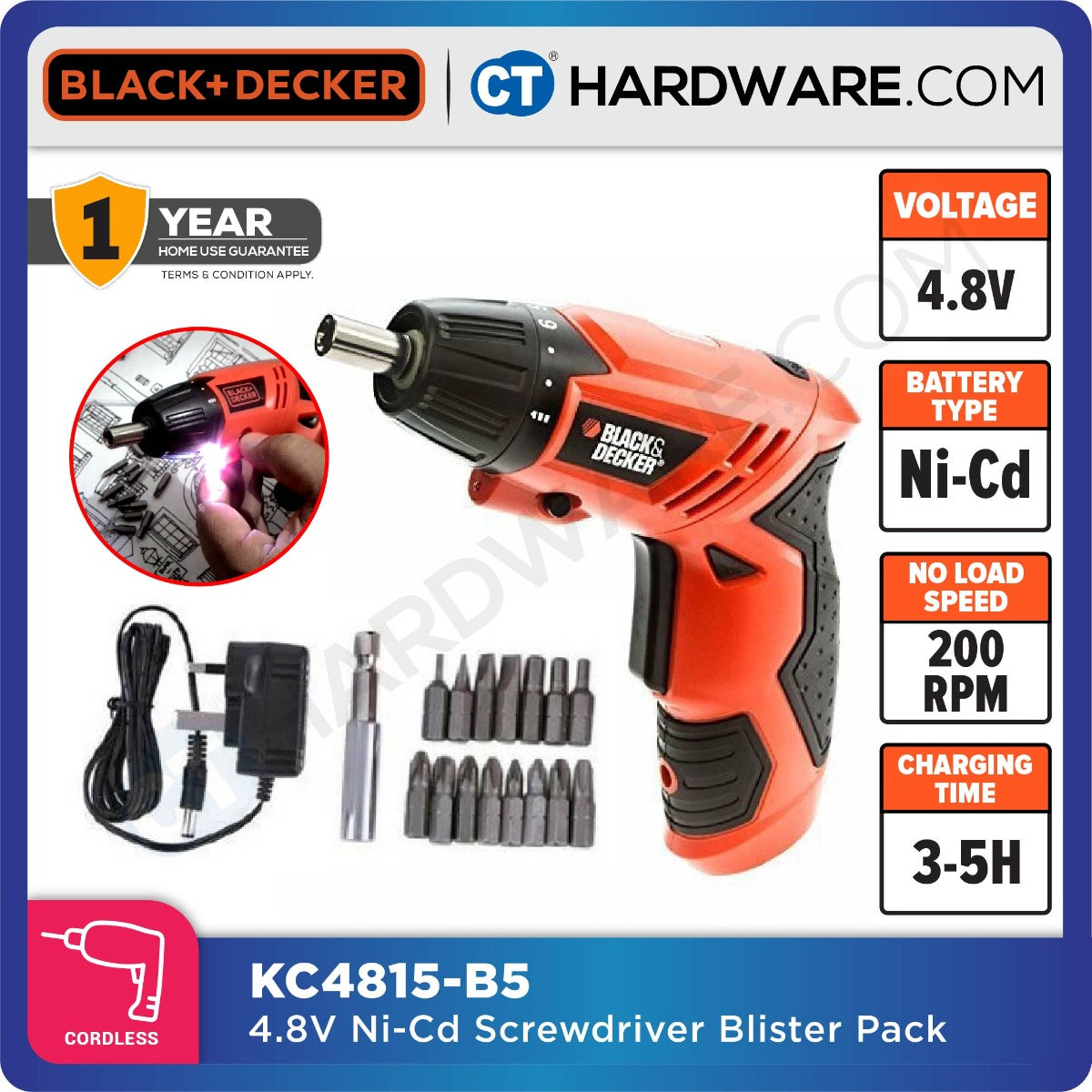 BLACK+DECKER KC4815 CORDLESS DRY WALL SCREWDRIVER 4.8V 200RPM