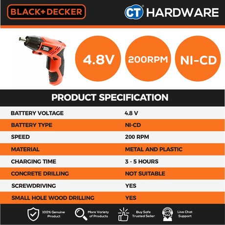 BLACK+DECKER KC4815 CORDLESS DRY WALL SCREWDRIVER 4.8V 200RPM