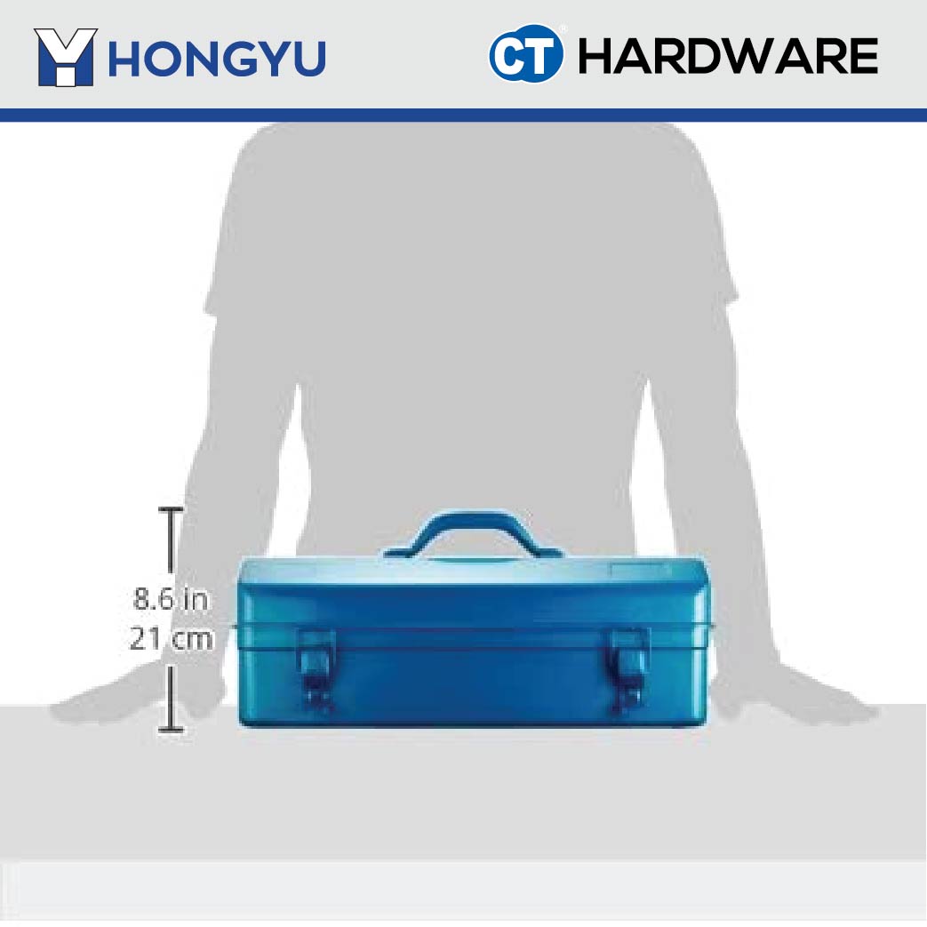 HONG YU KR03 METAL TOOL BOX 1 LAYER 420MM X 170MM X 130MM ( BLUE COLOR ) = JS03