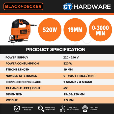 BLACK+DECKER KS701PE Variable Speed Pendulum Jigsaw 520W