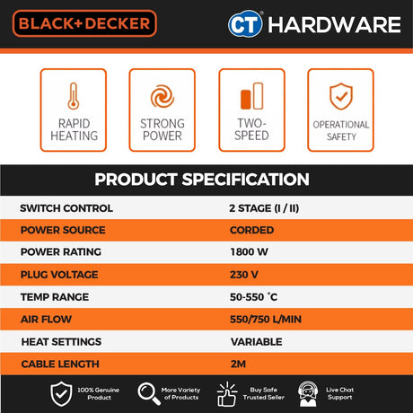 BLACK+DECKER KX1800 Heat Gun 1800W