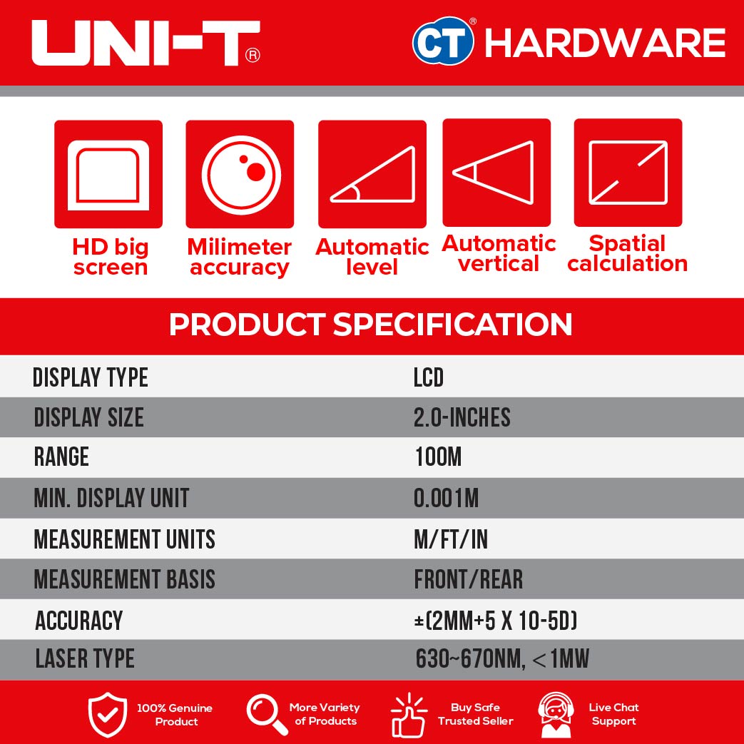 UNI-T LM100 LASER DISTANCE METER 100 METER