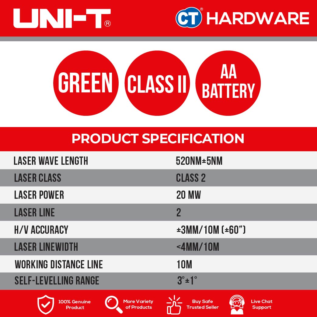 UNI-T LM570LD-II Green Laser Level 2 Lines