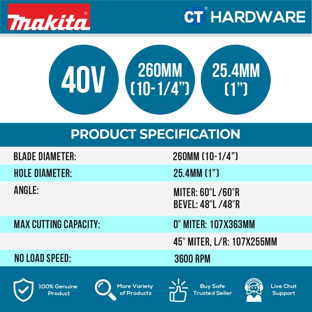 Makita LS003GZ XGT 40Vmax Cordless Brushless Slide Compound Miter Saw 305mm (12") (Body Only)