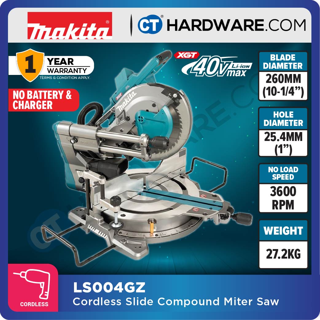 Makita LS004GZ XGT 40Vmax Cordless Brushless Slide Compound Miter Saw 260mm (10-1/4") (Body Only)