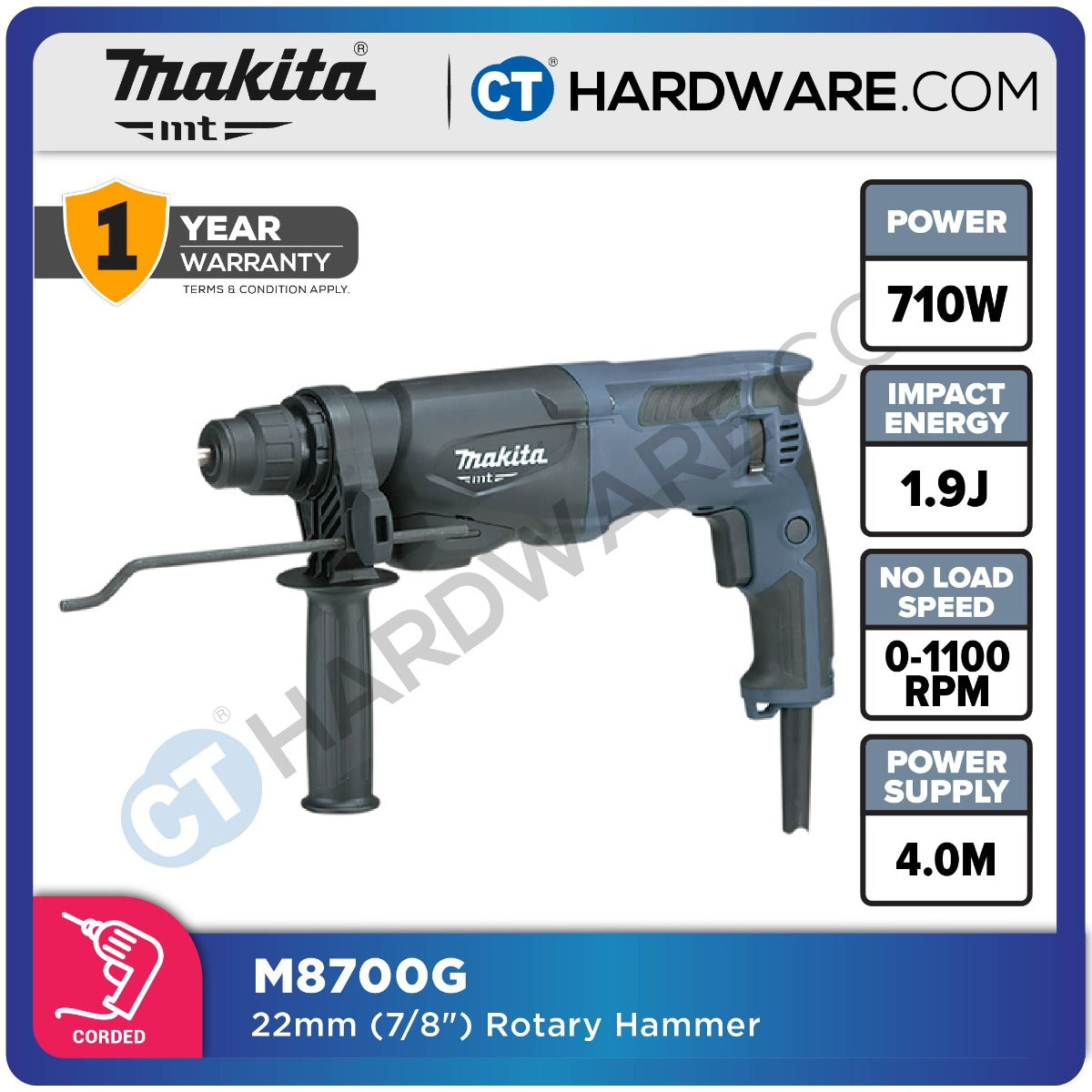 Makita-MT M8700G ROTARY HAMMER (MT SERIES)