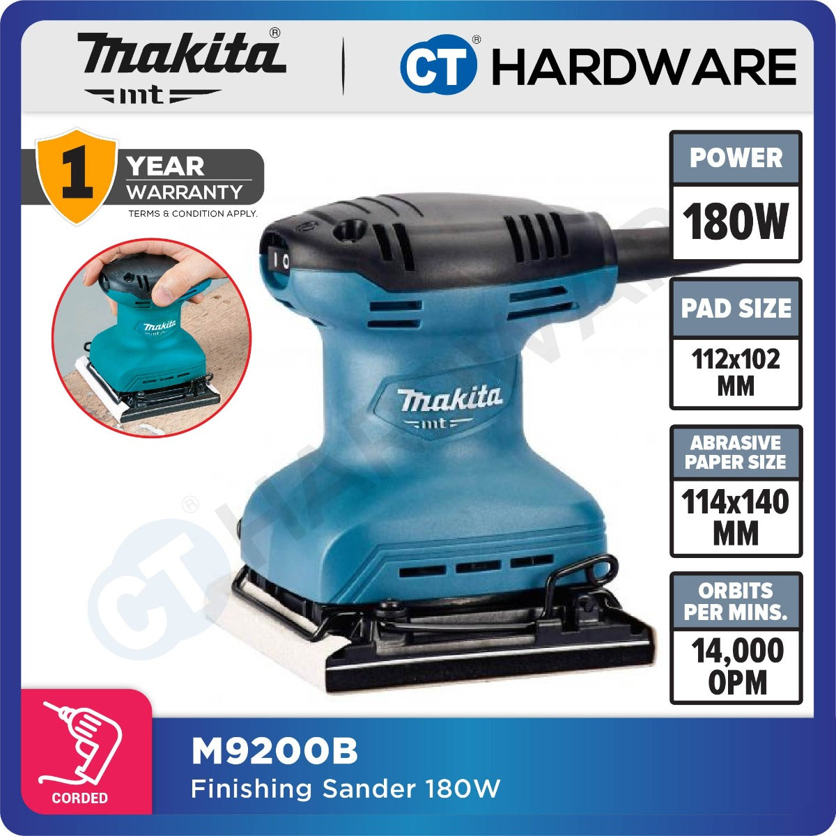 MAKITA MT M9200B Finishing Sander 180W
