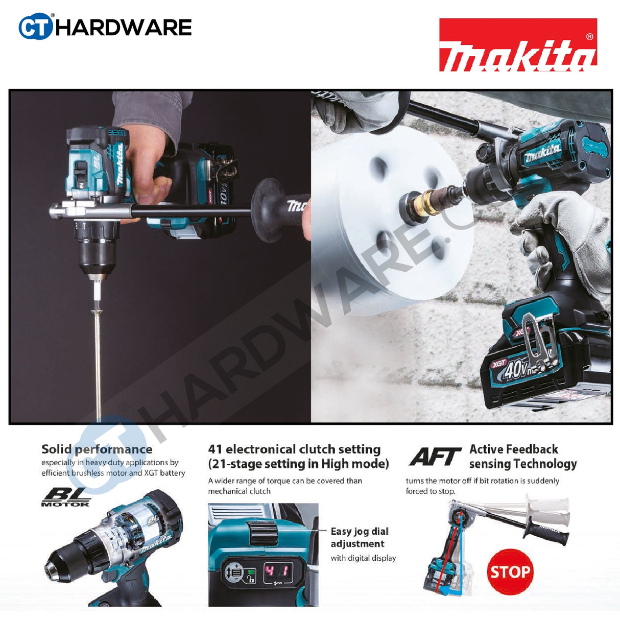 Makita DF001GD201 Cordless Brushless Driver Drill 40V 13mm 650-2600RPM 125Nm C/W 2x 2.5AH Battery & 1x Fast Charger