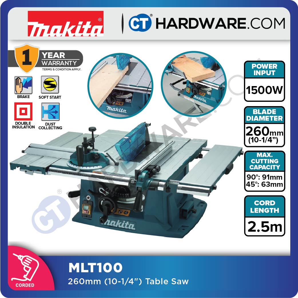 Makita MLT100 Table Saw 10-1/4" 260mm 1500W C/W Blade