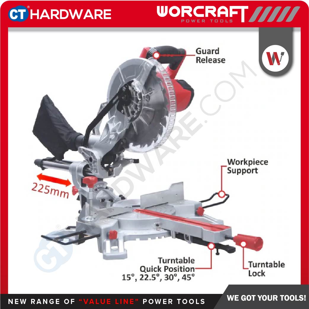 WORCRAFT MST20-255A SLIDING MITRE SAW 10" | 2000W (MST20255A)